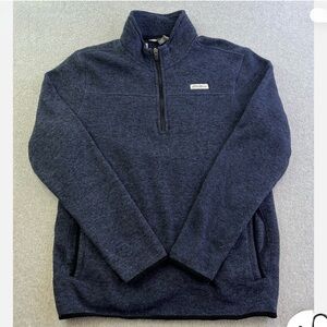 Eddie Bauer Men's 1/4 Zip Mock Neck Classic Fit Pullover Fleece Blue, Size Large